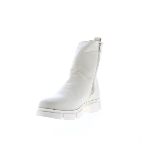 Bos. & Co. Lock Womens Beige Leather Zipper Casual Dress Boots