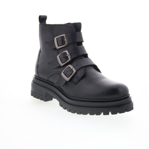 Miz Mooz Lorra Womens Black Leather Zipper Casual Dress Boots