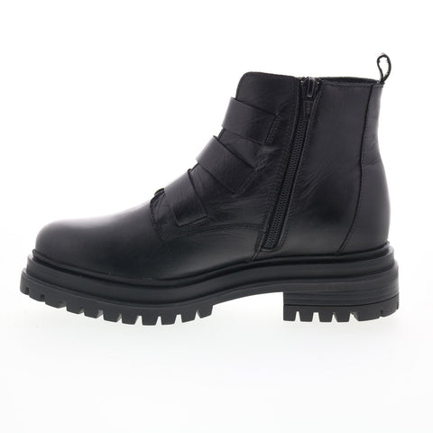 Miz Mooz Lorra Womens Black Leather Zipper Casual Dress Boots