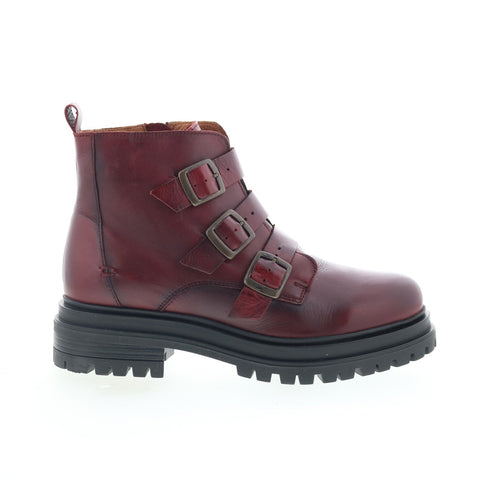 Miz Mooz Lorra Womens Burgundy Leather Zipper Casual Dress Boots