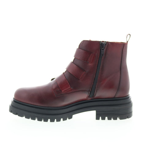 Miz Mooz Lorra Womens Burgundy Leather Zipper Casual Dress Boots