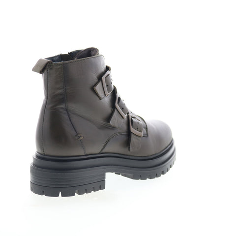 Miz Mooz Lorra Womens Green Leather Zipper Casual Dress Boots