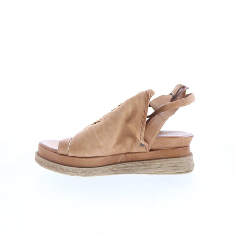 A.S. 98 Louie Womens Brown Leather Hook & Loop Slingback Sandals Shoes