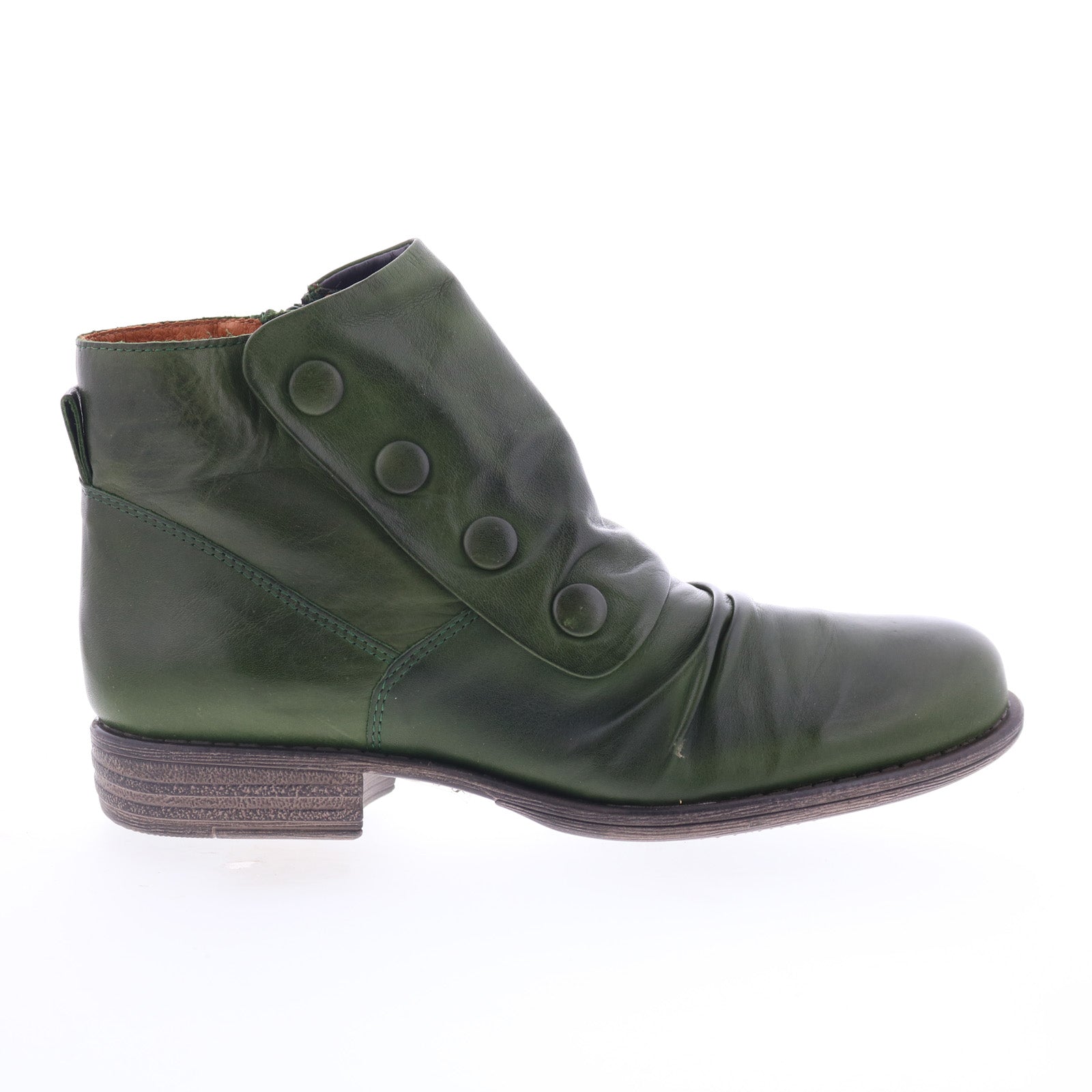 Miz Mooz Lowe-EU Womens Green Leather Zipper Ankle & Booties Boots