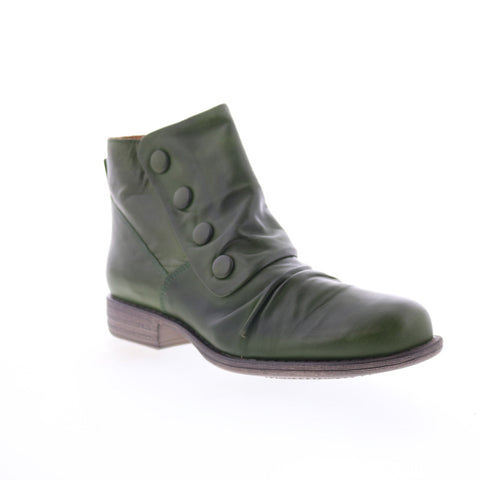 Miz Mooz Lowe-EU Womens Green Leather Zipper Ankle & Booties Boots