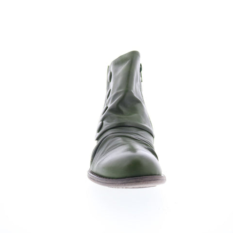 Miz Mooz Lowe-EU Womens Green Leather Zipper Ankle & Booties Boots