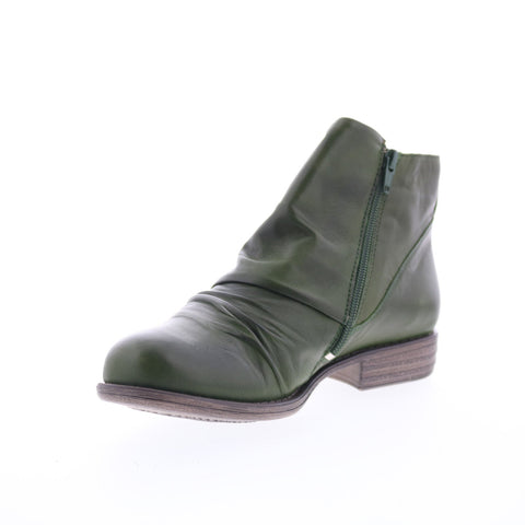 Miz Mooz Lowe-EU Womens Green Leather Zipper Ankle & Booties Boots