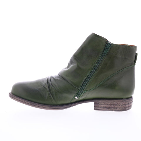 Miz Mooz Lowe-EU Womens Green Leather Zipper Ankle & Booties Boots