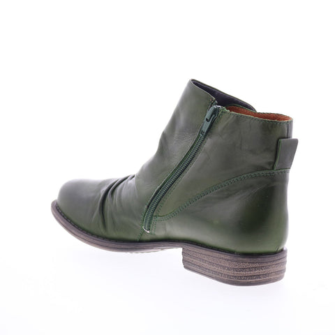 Miz Mooz Lowe-EU Womens Green Leather Zipper Ankle & Booties Boots