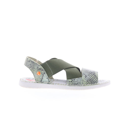 Softinos Teul TEUL580SOF-001 Womens Green Leather Strap Sandals Shoes