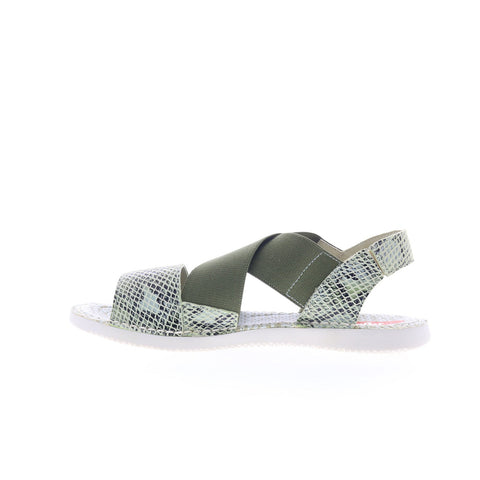 Softinos Teul TEUL580SOF-001 Womens Green Leather Strap Sandals Shoes