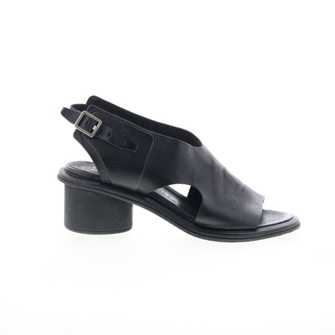 A.S. 98 Lucca Womens Black Leather Hook & Loop Heeled Sandals Shoes