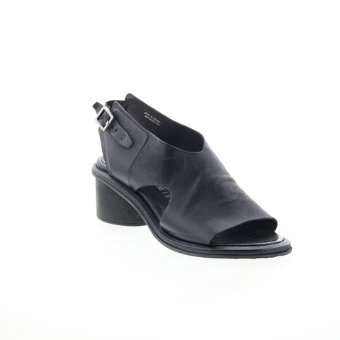 A.S. 98 Lucca Womens Black Leather Hook & Loop Heeled Sandals Shoes