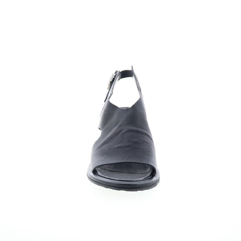 A.S. 98 Lucca Womens Black Leather Hook & Loop Heeled Sandals Shoes
