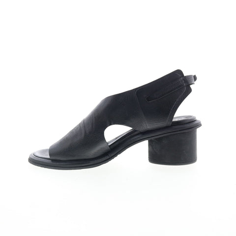 A.S. 98 Lucca Womens Black Leather Hook & Loop Heeled Sandals Shoes