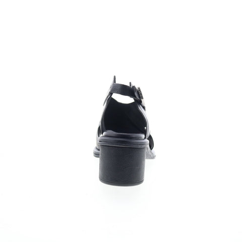 A.S. 98 Lucca Womens Black Leather Hook & Loop Heeled Sandals Shoes