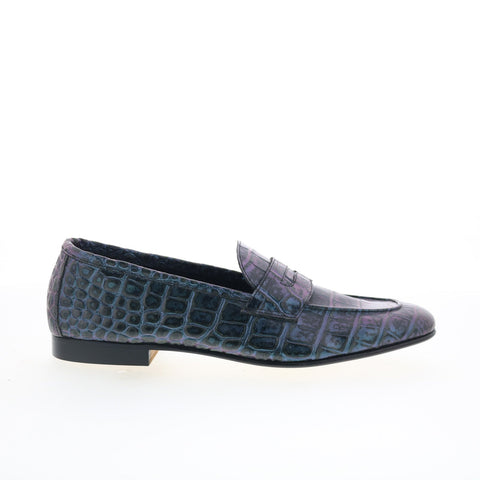 Zelli Italia Luciano Iridescent Croc Mens Blue Loafers & Slip Ons Penny Shoes