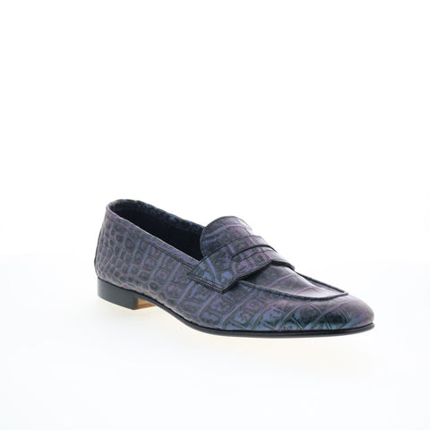 Zelli Italia Luciano Iridescent Croc Mens Blue Loafers & Slip Ons Penny Shoes