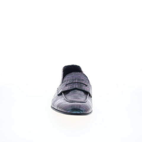 Zelli Italia Luciano Iridescent Croc Mens Blue Loafers & Slip Ons Penny Shoes