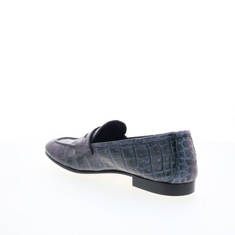 Zelli Italia Luciano Iridescent Croc Mens Blue Loafers & Slip Ons Penny Shoes