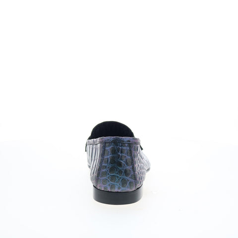 Zelli Italia Luciano Iridescent Croc Mens Blue Loafers & Slip Ons Penny Shoes
