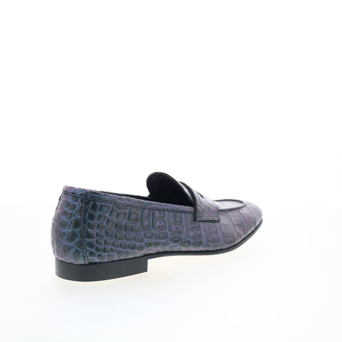Zelli Italia Luciano Iridescent Croc Mens Blue Loafers & Slip Ons Penny Shoes