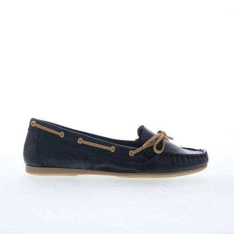 Miz Mooz Lucie Womens Black Leather Slip On Loafer Flats Shoes