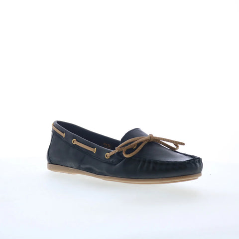 Miz Mooz Lucie Womens Black Leather Slip On Loafer Flats Shoes