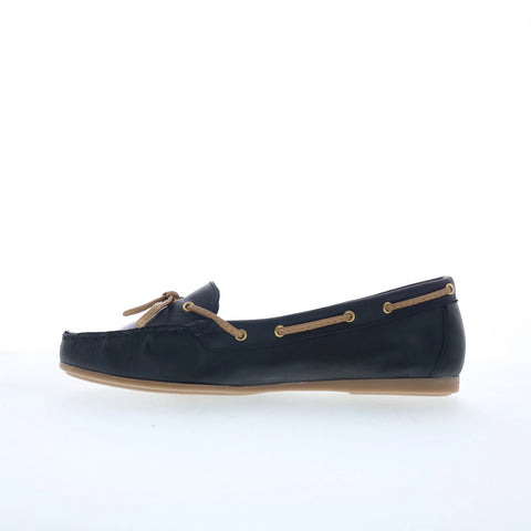 Miz Mooz Lucie Womens Black Leather Slip On Loafer Flats Shoes