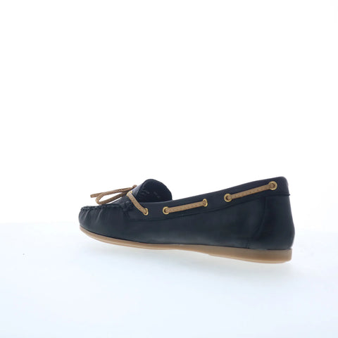 Miz Mooz Lucie Womens Black Leather Slip On Loafer Flats Shoes
