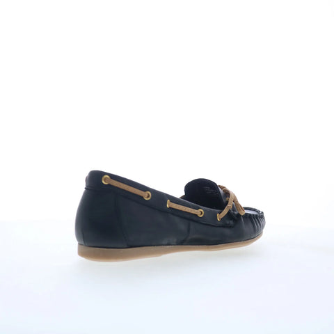 Miz Mooz Lucie Womens Black Leather Slip On Loafer Flats Shoes