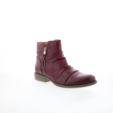 Miz Mooz Lucy-EU Womens Burgundy Leather Zipper Ankle & Booties Boots