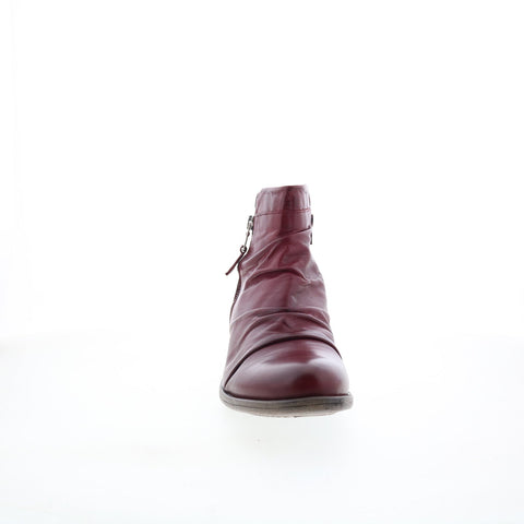 Miz Mooz Lucy-EU Womens Burgundy Leather Zipper Ankle & Booties Boots
