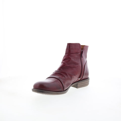 Miz Mooz Lucy-EU Womens Burgundy Leather Zipper Ankle & Booties Boots