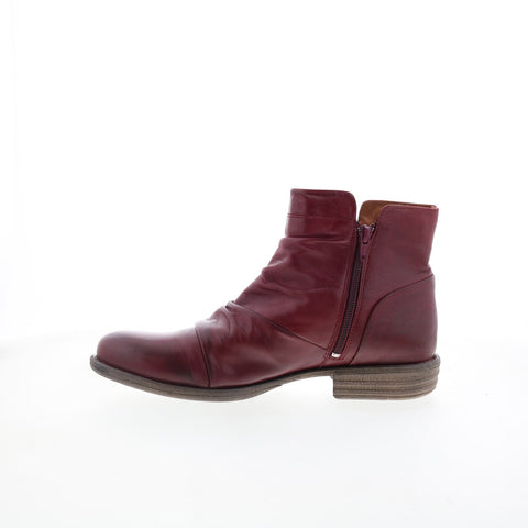 Miz Mooz Lucy-EU Womens Burgundy Leather Zipper Ankle & Booties Boots