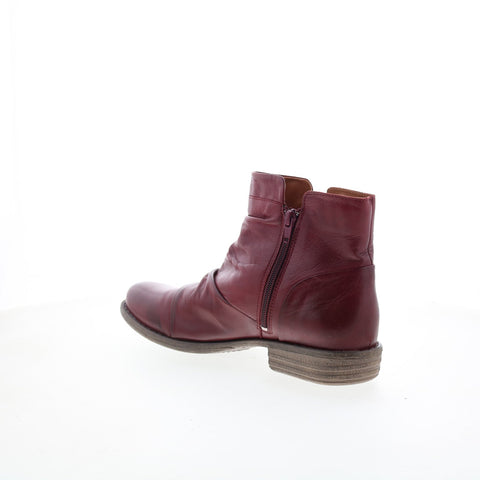 Miz Mooz Lucy-EU Womens Burgundy Leather Zipper Ankle & Booties Boots
