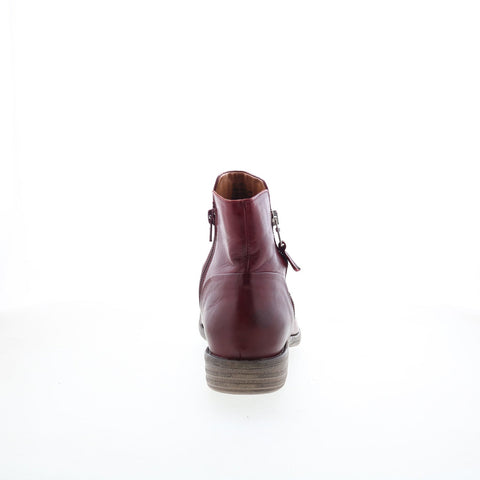Miz Mooz Lucy-EU Womens Burgundy Leather Zipper Ankle & Booties Boots