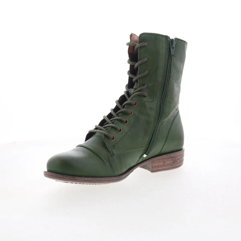Miz Mooz Lukas Womens Green Leather Zipper Casual Dress Boots