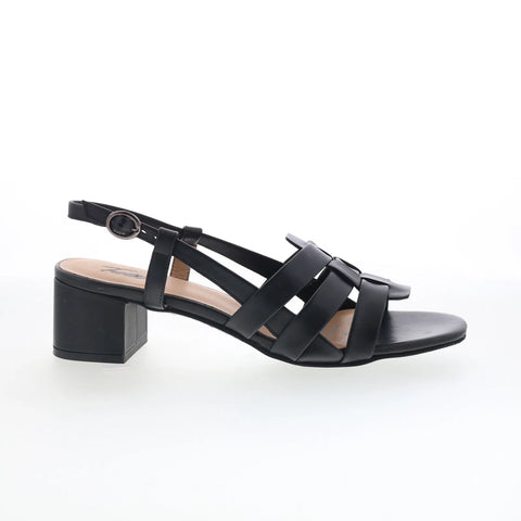 Trotters Luna T2313-001 Womens Black Leather Heeled Sandals Shoes