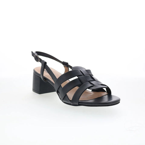 Trotters Luna T2313-001 Womens Black Leather Heeled Sandals Shoes
