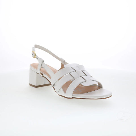 Trotters Luna T2313-100 Womens White Leather Heeled Sandals Shoes