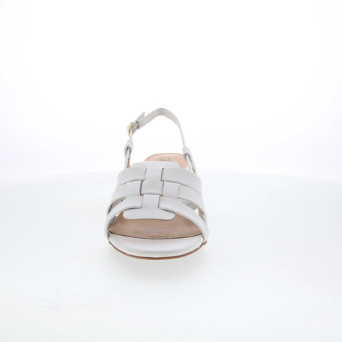 Trotters Luna T2313-100 Womens White Leather Heeled Sandals Shoes