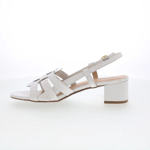 Trotters Luna T2313-100 Womens White Leather Heeled Sandals Shoes