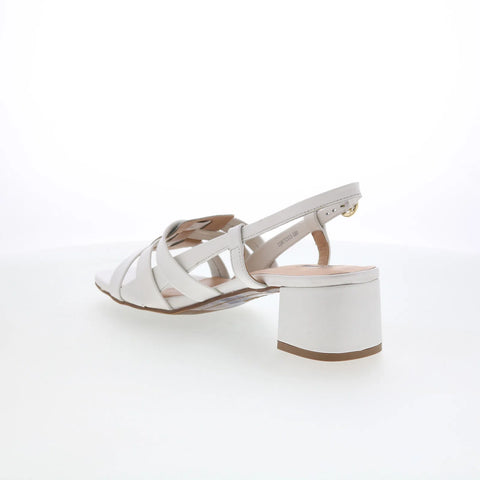 Trotters Luna T2313-100 Womens White Leather Heeled Sandals Shoes