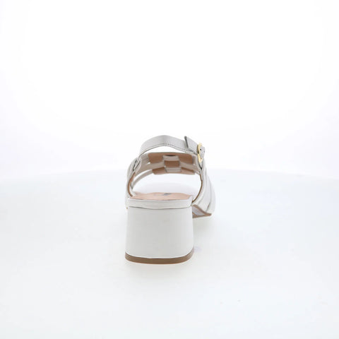 Trotters Luna T2313-100 Womens White Leather Heeled Sandals Shoes