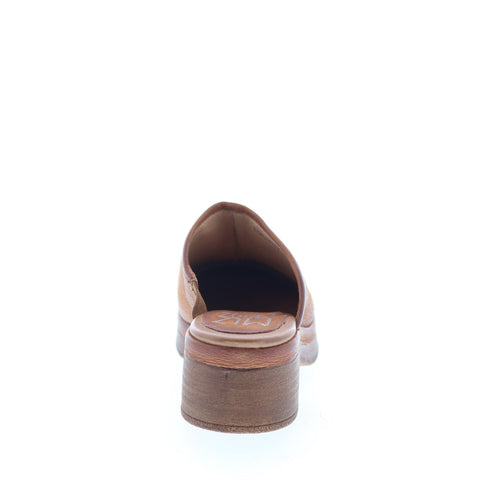 Miz Mooz Lunea-QVC Womens Brown Leather Slip On Heeled Sandals Shoes