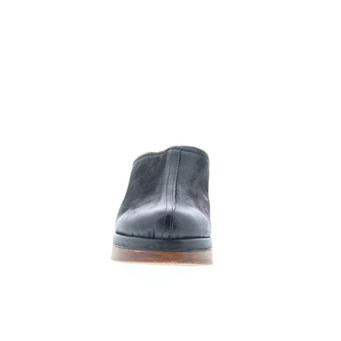 Miz Mooz Lunea-QVC Womens Black Leather Slip On Heeled Sandals Shoes