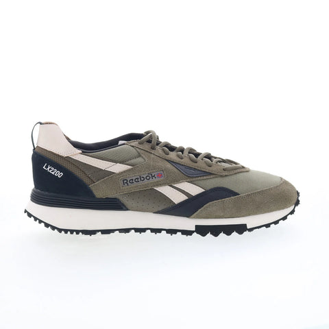 Reebok LX2200 Mens Green Suede Lace Up Lifestyle Sneakers Shoes