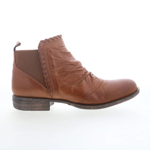Miz Mooz Lynda Womens Brown Leather Zipper Ankle & Booties Boots