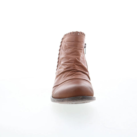 Miz Mooz Lynda Womens Brown Leather Zipper Ankle & Booties Boots